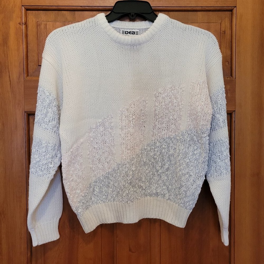Vintage DEB Acrylic Knit Sweater Pastels Sz L 80s